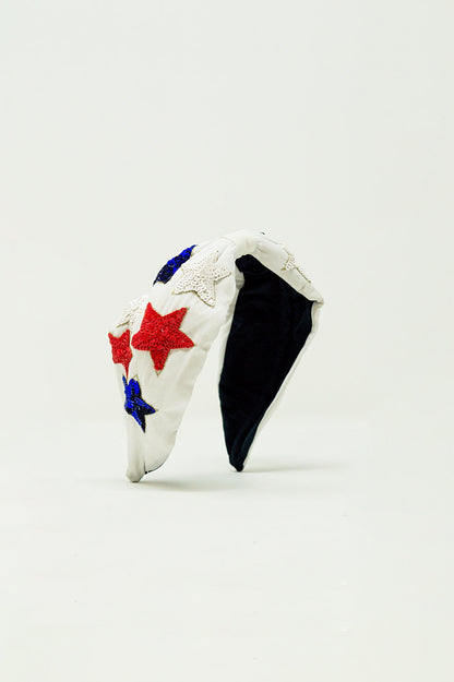 Q2 Diadema con estrellas de lentejuelas en blanco