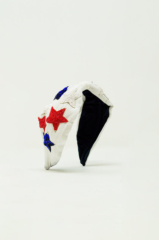 Q2 Diadema con estrellas de lentejuelas en blanco