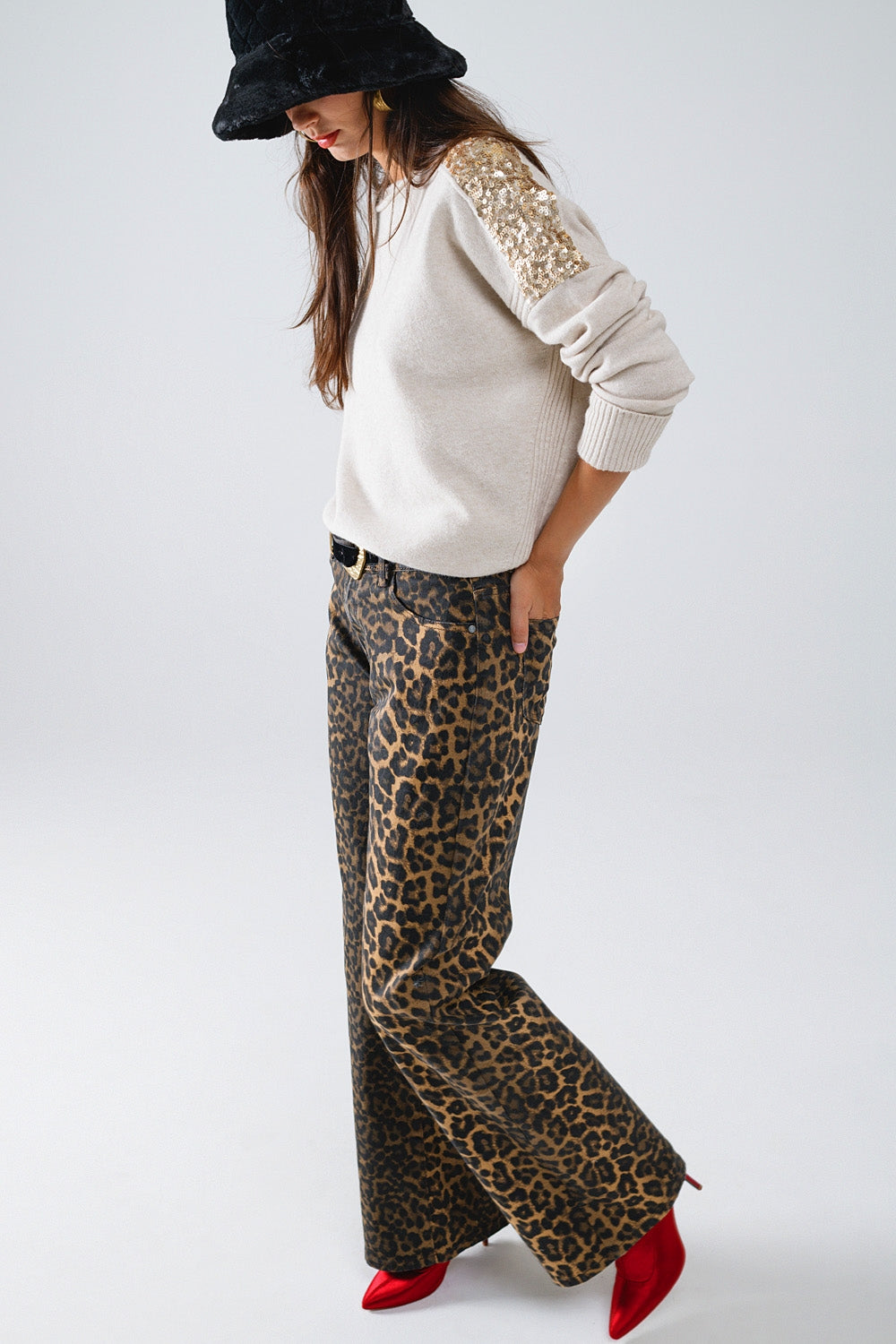 Estampado de leopardo con degradado delantero y trasero