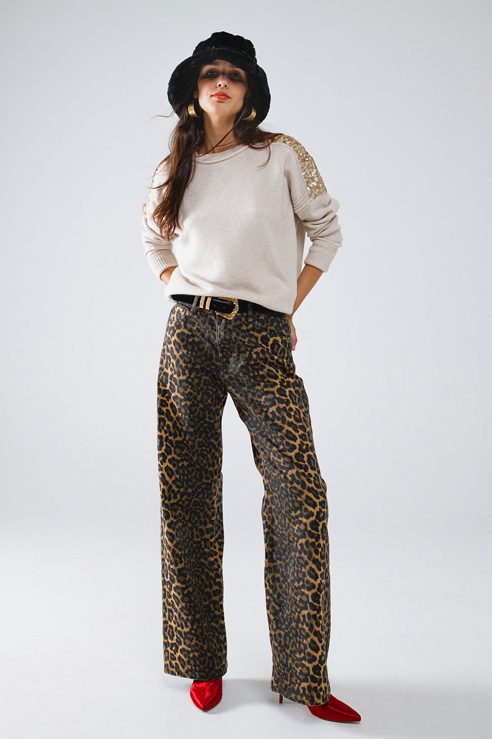 Estampado de leopardo con degradado delantero y trasero