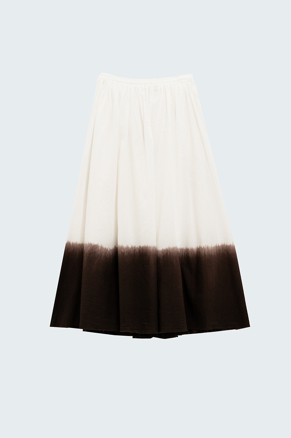 Falda blanca fluida de cintura caída con detalle ombre marrón