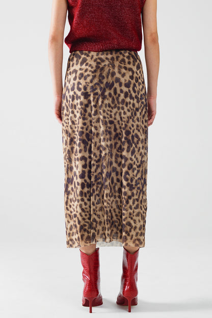 falda larga bodycon midi de leopardo transparente