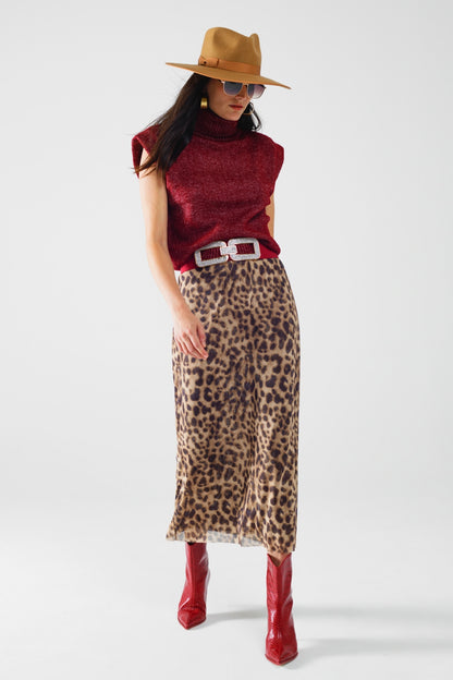 falda larga bodycon midi de leopardo transparente