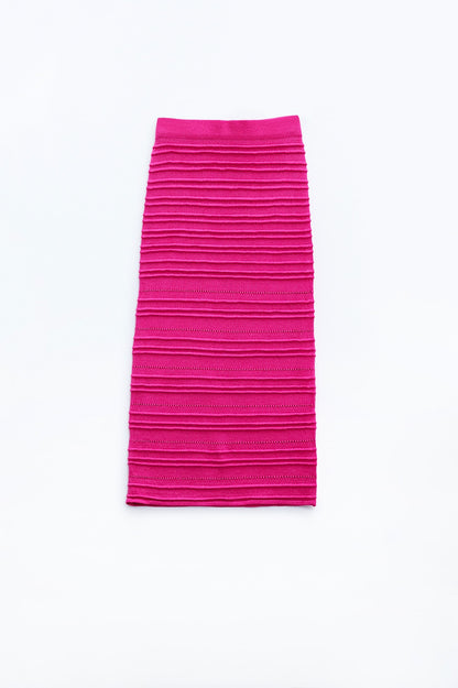 Falda midi de punto en fucsia