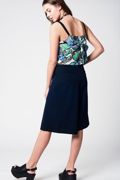 Falda pantalón navy con botones de plata