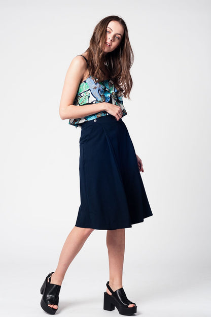 Falda pantalón navy con botones de plata