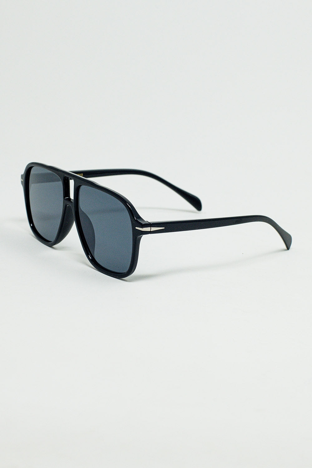 Gafas de Aviador Ovaladas con Lente Negra Ahumada en Negro