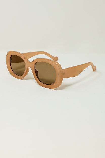 Gafas de sol circulares de gran tamaño en color beige