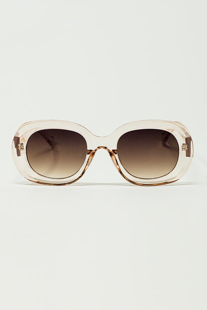 Q2 Gafas de sol circulares oversize en blanco traslucido