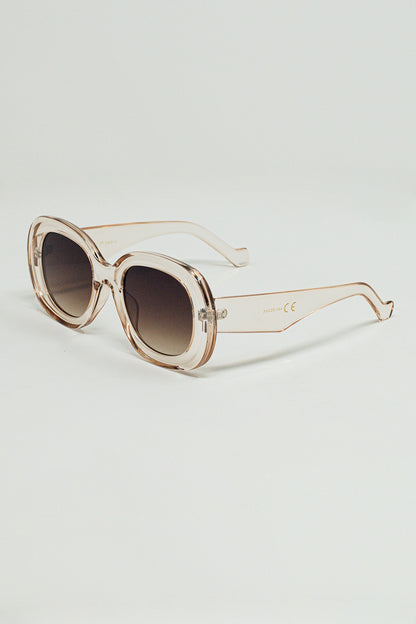 Gafas de sol circulares oversize en blanco traslucido