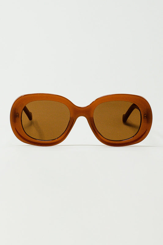 Q2 Gafas de sol circulares y grandes en marron