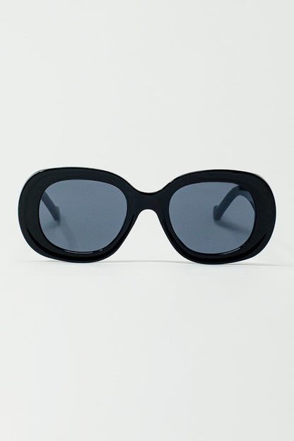 Q2 Gafas de sol circulares y grandes en negro