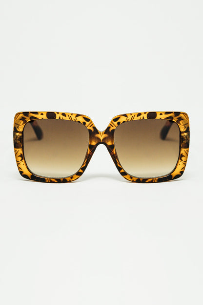 Q2 gafas de sol con montura cuadrada animal print