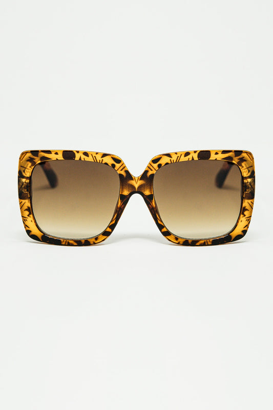Q2 gafas de sol con montura cuadrada animal print