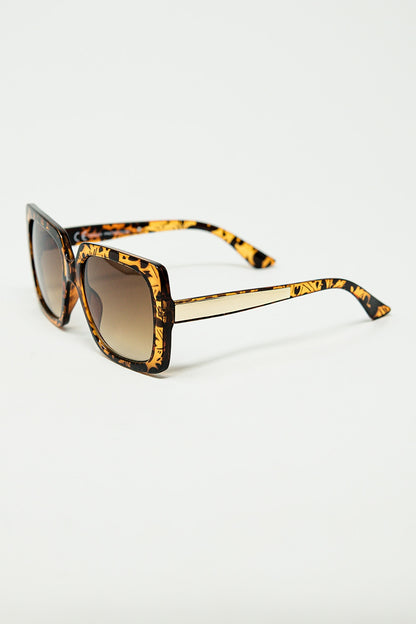 gafas de sol con montura cuadrada animal print