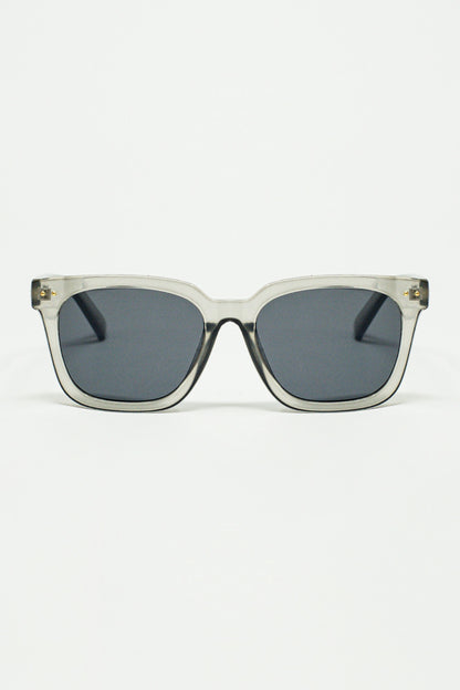 Q2 Gafas de sol con montura cuadrada biselada en gris