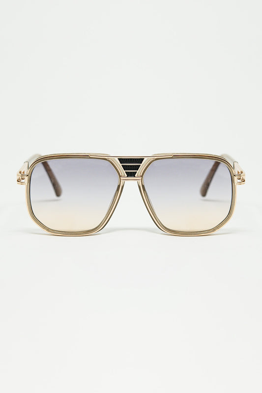 Q2 gafas de sol con montura de acetato beige pulido