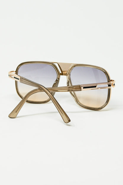 gafas de sol con montura de acetato beige pulido