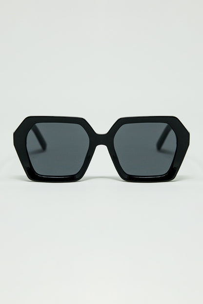 Q2 Gafas de sol con montura geométrica en color negro
