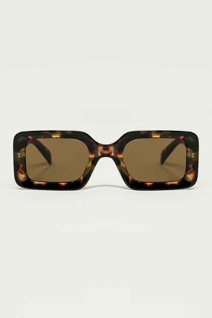 Q2 gafas de sol cuadradas con estampado abstracto marrón