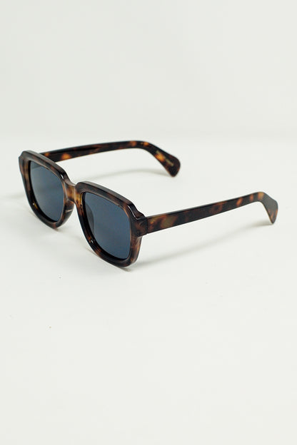 Gafas de sol cuadradas con montura de carey marrón oscuro