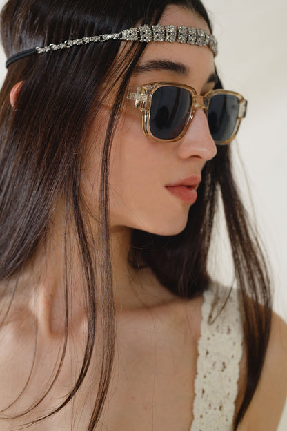 Gafas de sol cuadradas gruesas en amarillo cristal