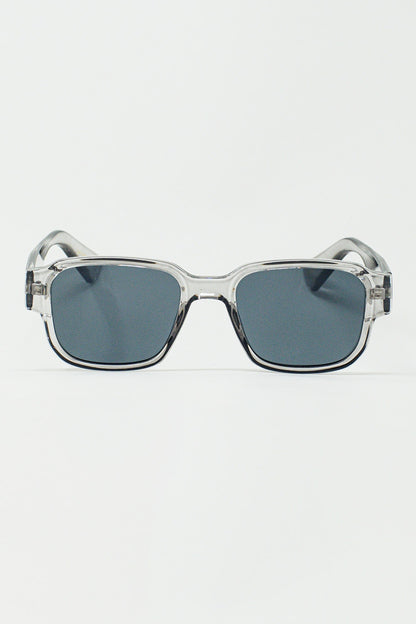 Q2 Gafas de sol cuadradas gruesas en gris cristal