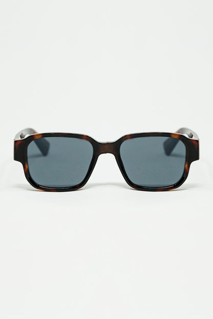 Q2 Gafas de sol cuadradas gruesas marrones en gris cristal
