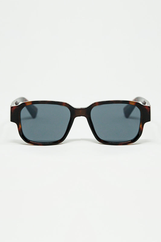 Q2 Gafas de sol cuadradas gruesas marrones en gris cristal