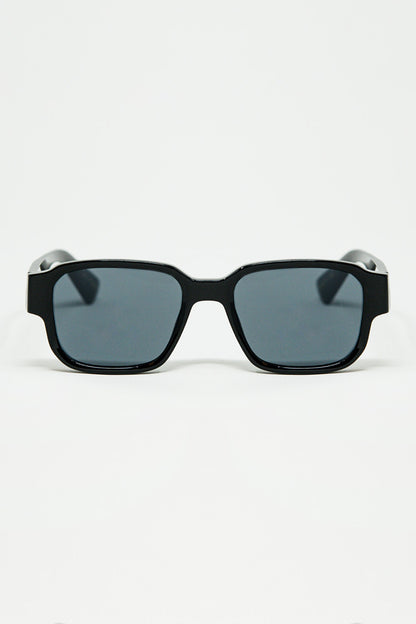 Q2 Gafas de sol cuadradas gruesas negras en gris cristal