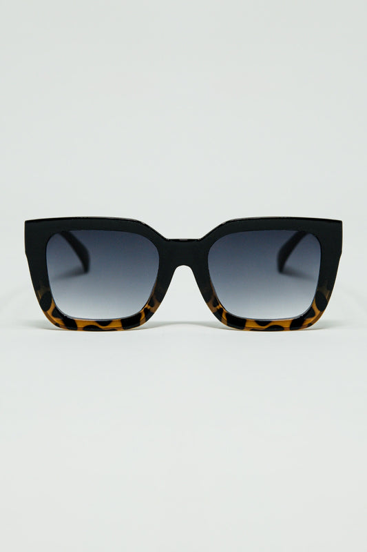 Q2 Gafas de sol cuadradas marrones con degradado en animal