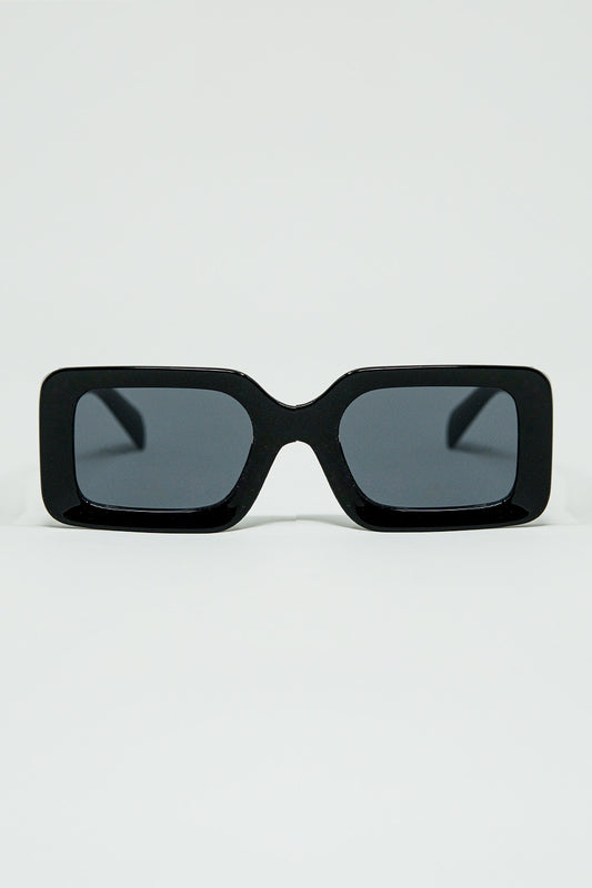 Q2 Gafas de sol cuadradas negras con detalle en el lateral