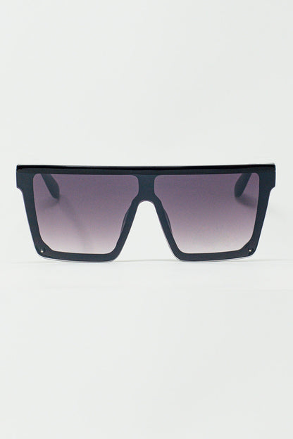 Q2 Gafas de sol cuadradas y extragrandes estilo años 70 en negro