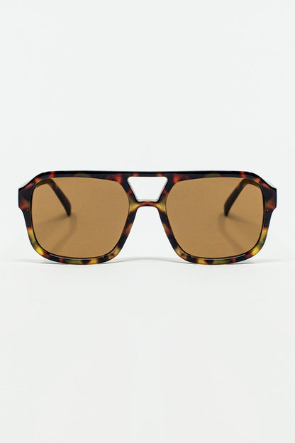 Q2 Gafas de sol de aviador años 70 en carey