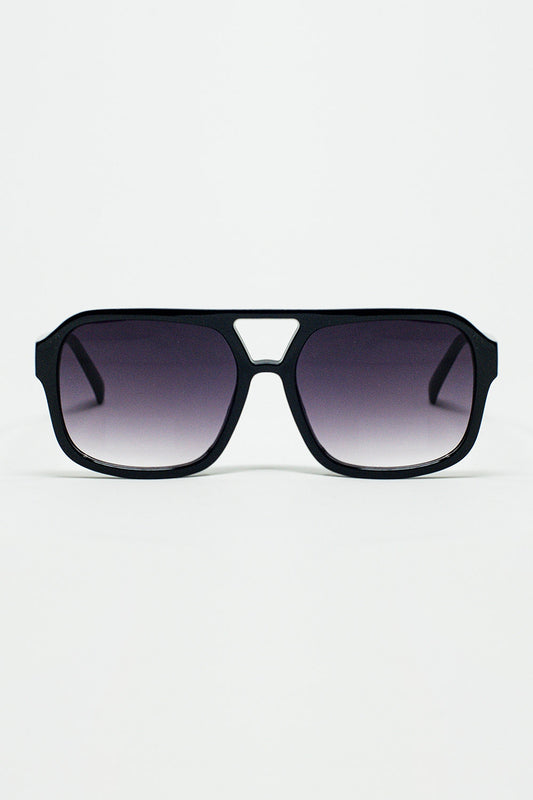 Q2 Gafas de sol de aviador de los años 70 en negro