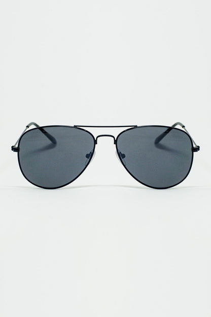 Q2 Gafas de sol de aviador retroCon cristales ahumados en negro
