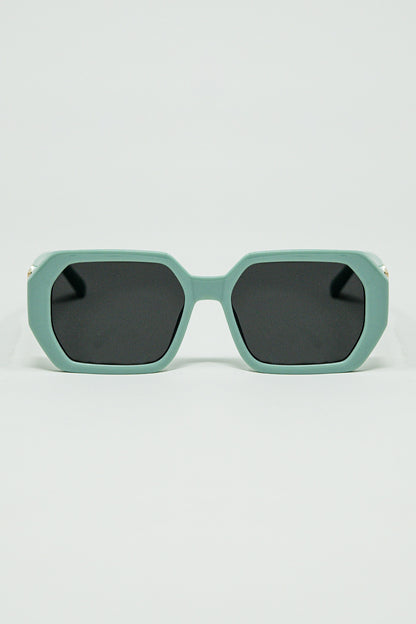 Q2 Gafas de sol en forma de diamante con lentes de color esmeralda claro