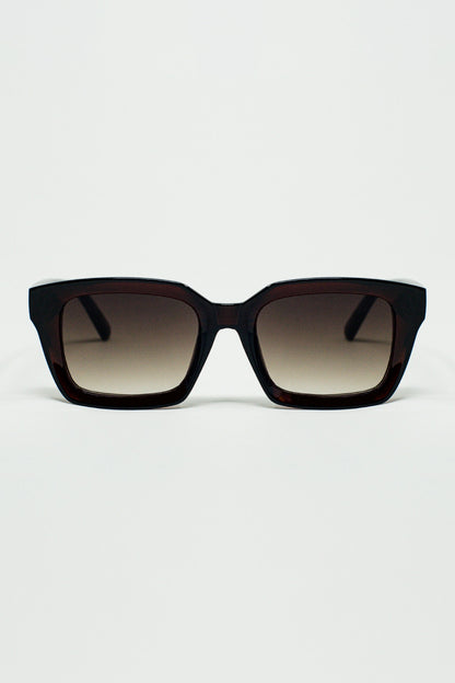 Q2 Gafas de sol gruesas de montura cuadrada Chunky Retro en burdeos