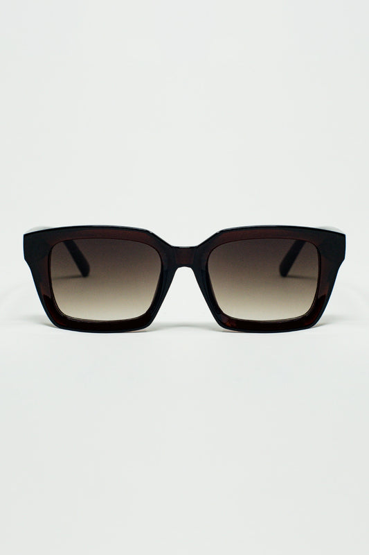 Q2 Gafas de sol gruesas de montura cuadrada Chunky Retro en burdeos