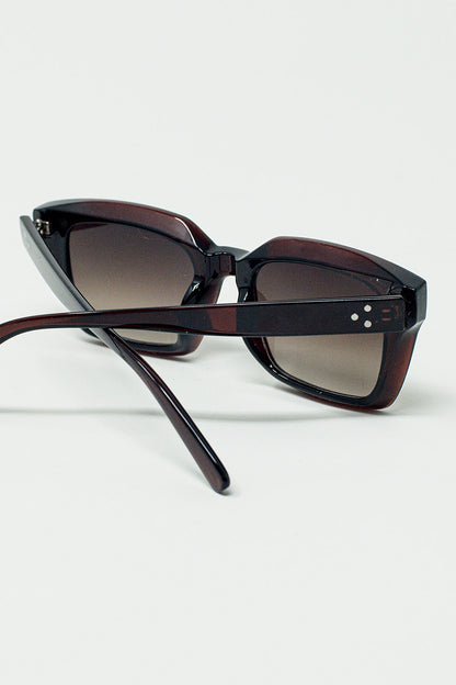 Gafas de sol gruesas de montura cuadrada Chunky Retro en burdeos