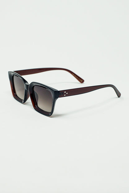Gafas de sol gruesas de montura cuadrada Chunky Retro en burdeos