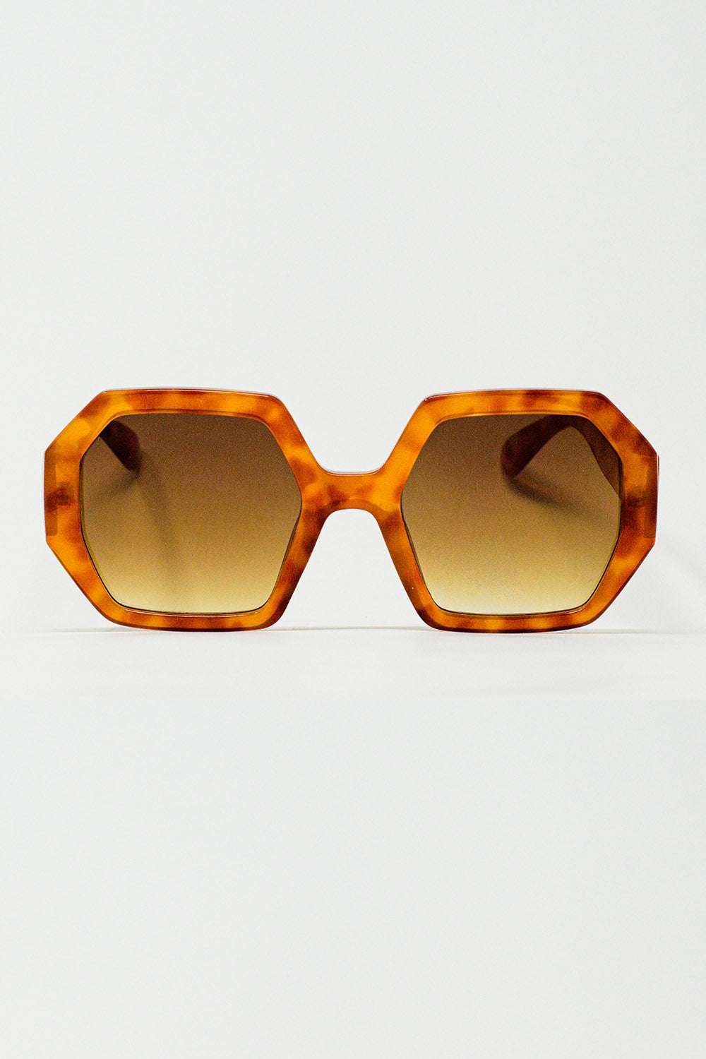 Q2 Gafas de sol hexagonales y extra grandes en carey vintage