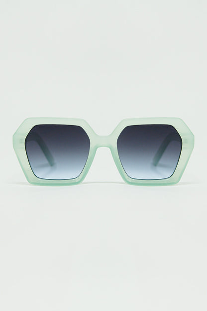 Q2 Gafas de sol Mirage cuadradas en color verde agua