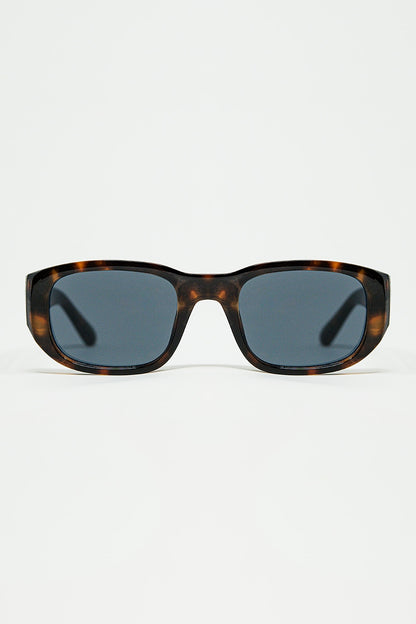 Q2 Gafas de sol ovaladas con montura transparente de alto brillo en marrón