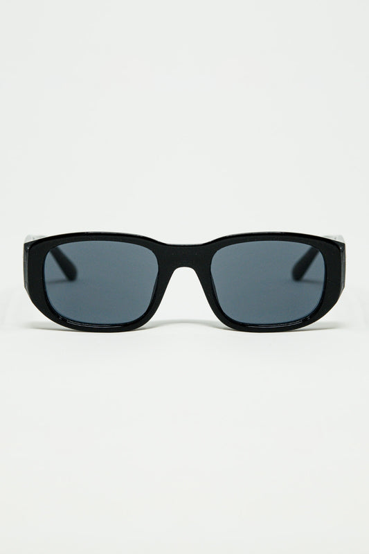 Q2 Gafas de sol ovaladas con montura transparente de alto brillo en negro