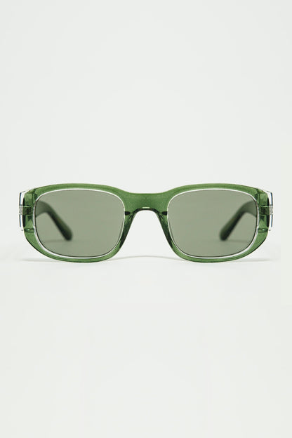 Q2 Gafas de sol ovaladas con montura transparente de alto brillo en verde