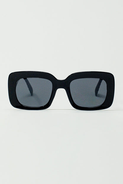 Q2 Gafas de sol ovaladas extragrandes con detalle lateral en negro