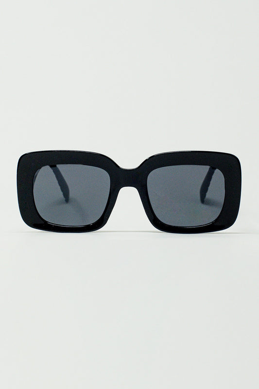 Q2 Gafas de sol ovaladas extragrandes con detalle lateral en negro
