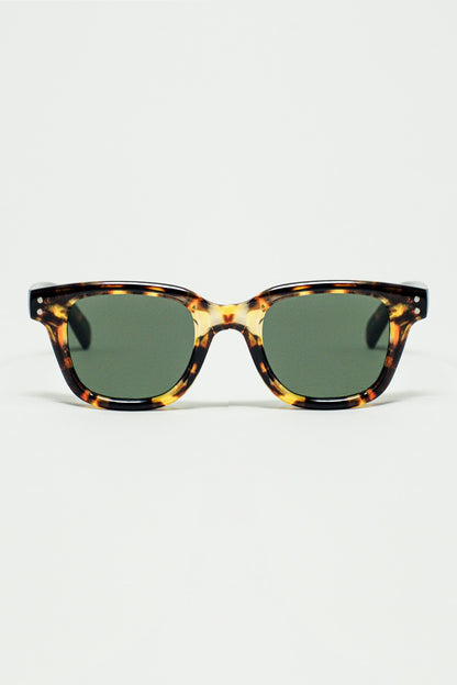 Q2 Gafas de sol polarizadas con lente oscura y montura de carey