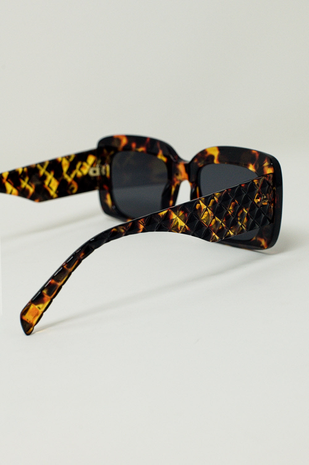 Gafas de sol rectangulares extragrandes en tono Tortoise Shell vintage